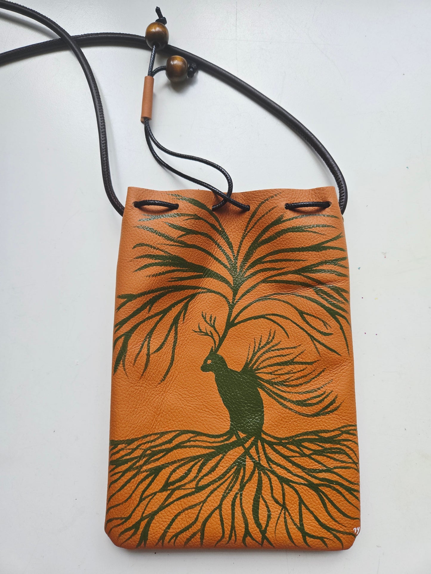 Wisdom Cat Tree - Handmade medieval drawstring bag