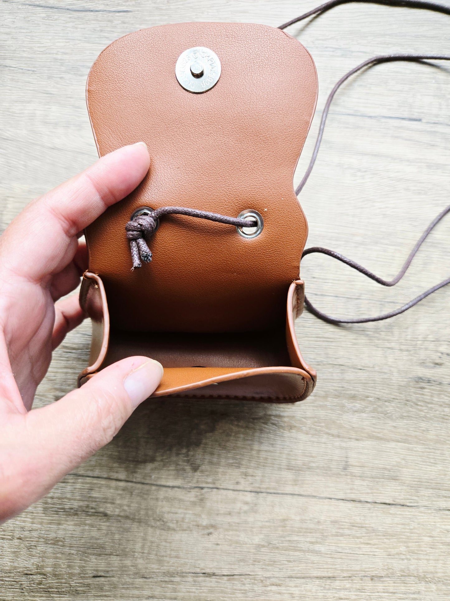 Handmade medieval brown mini crossbody bag