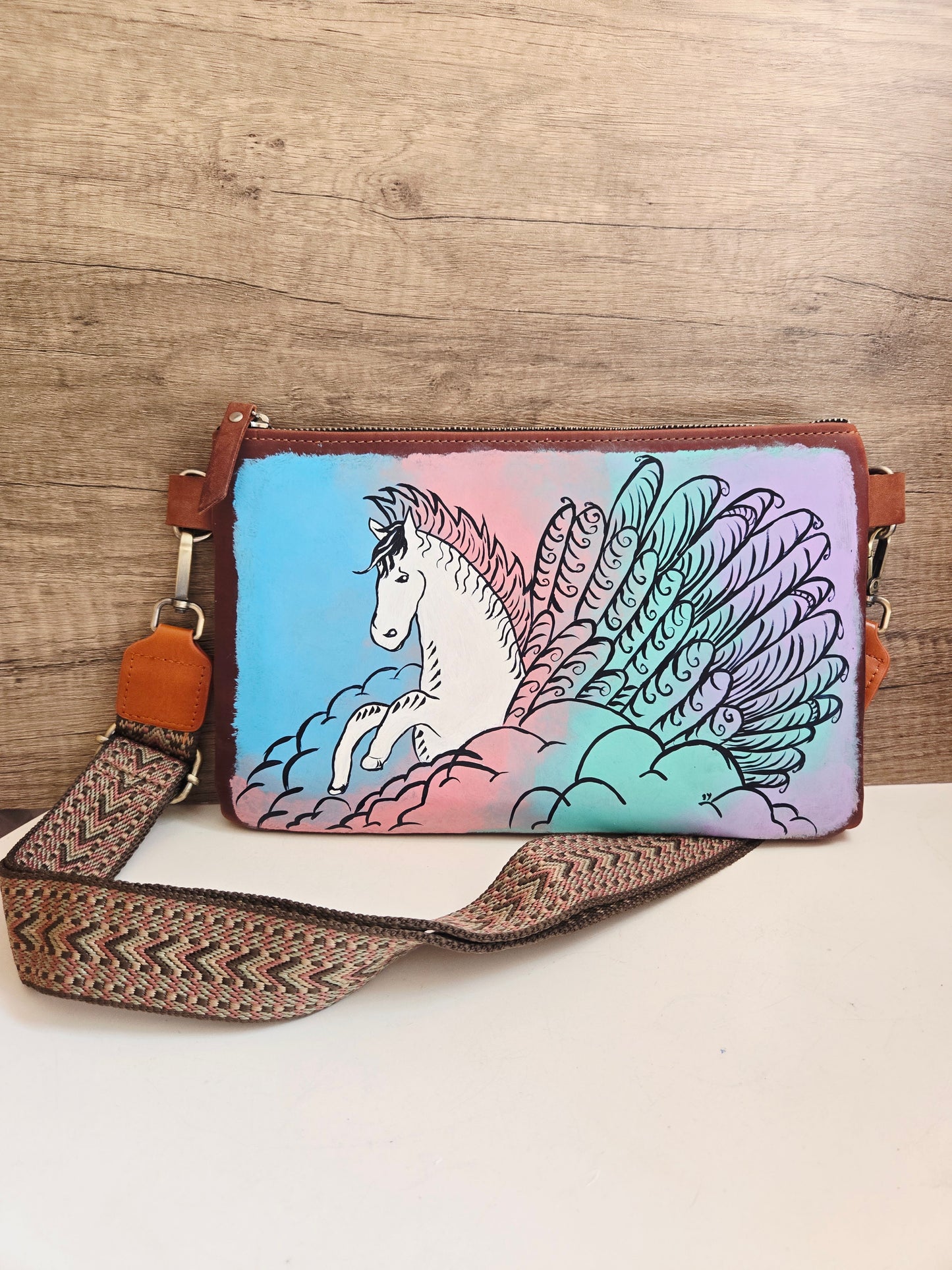 Gallop into Wealth (马上发财) Leather Pegasus Cross Body Bag