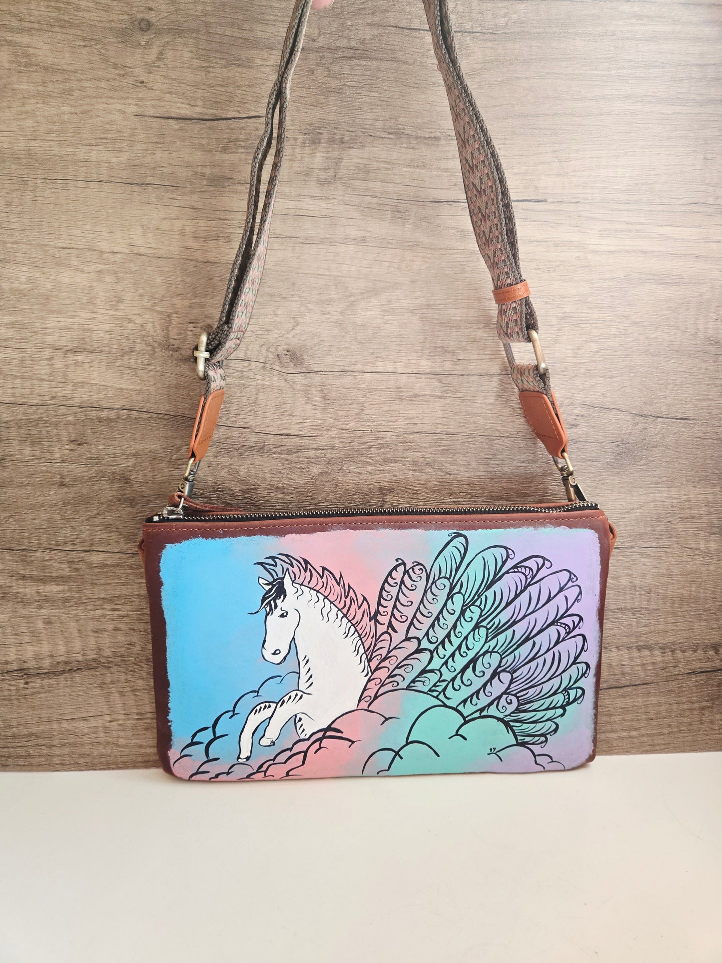 Gallop into Wealth (马上发财) Leather Pegasus Cross Body Bag