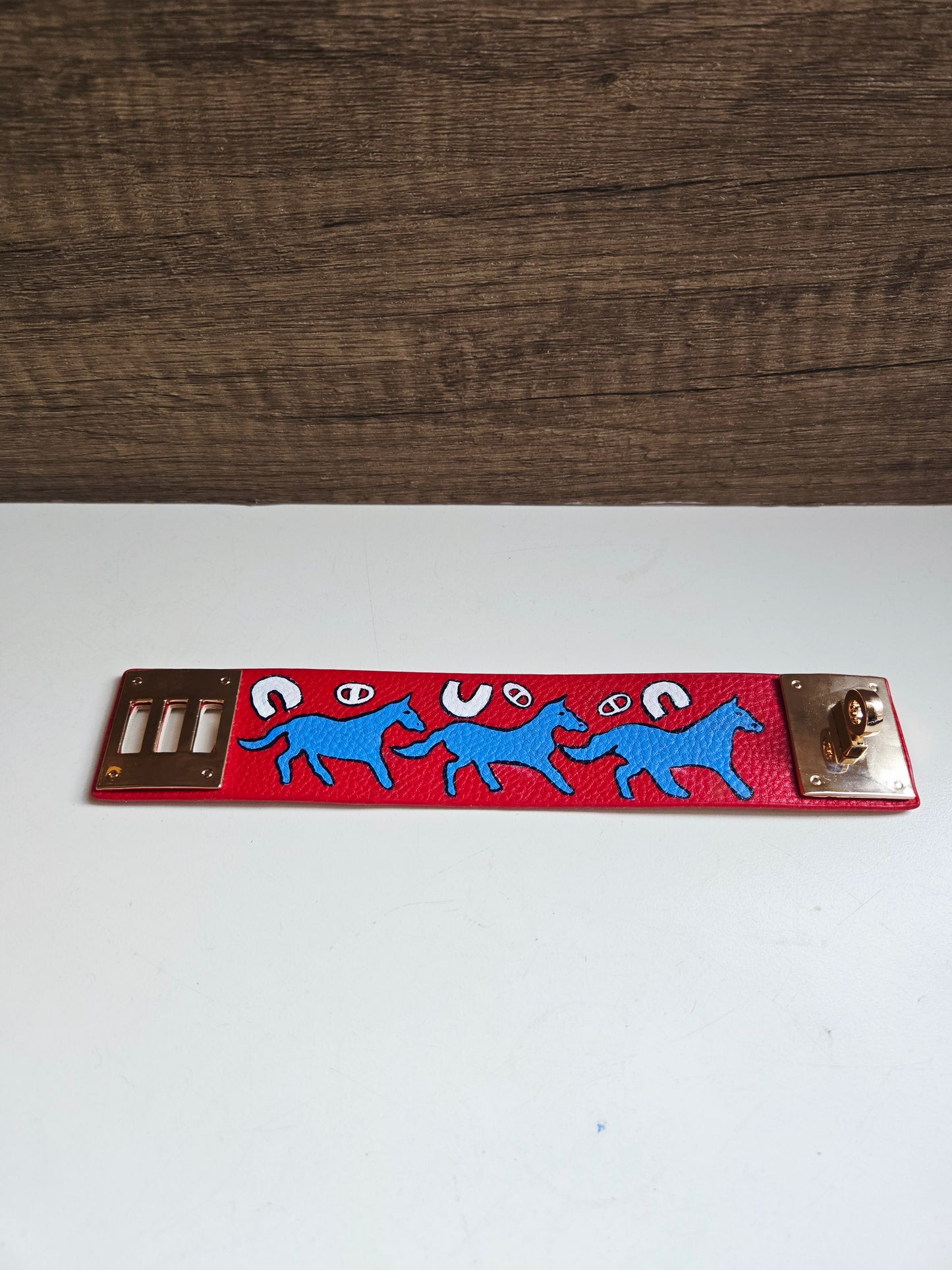 Gallop into Wealth (马上发财) Red Vegan Leather Horse Bracelet
