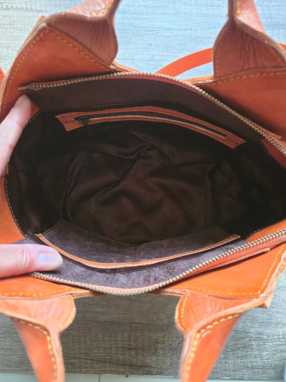 Handmade Leather Weave Basket Bag