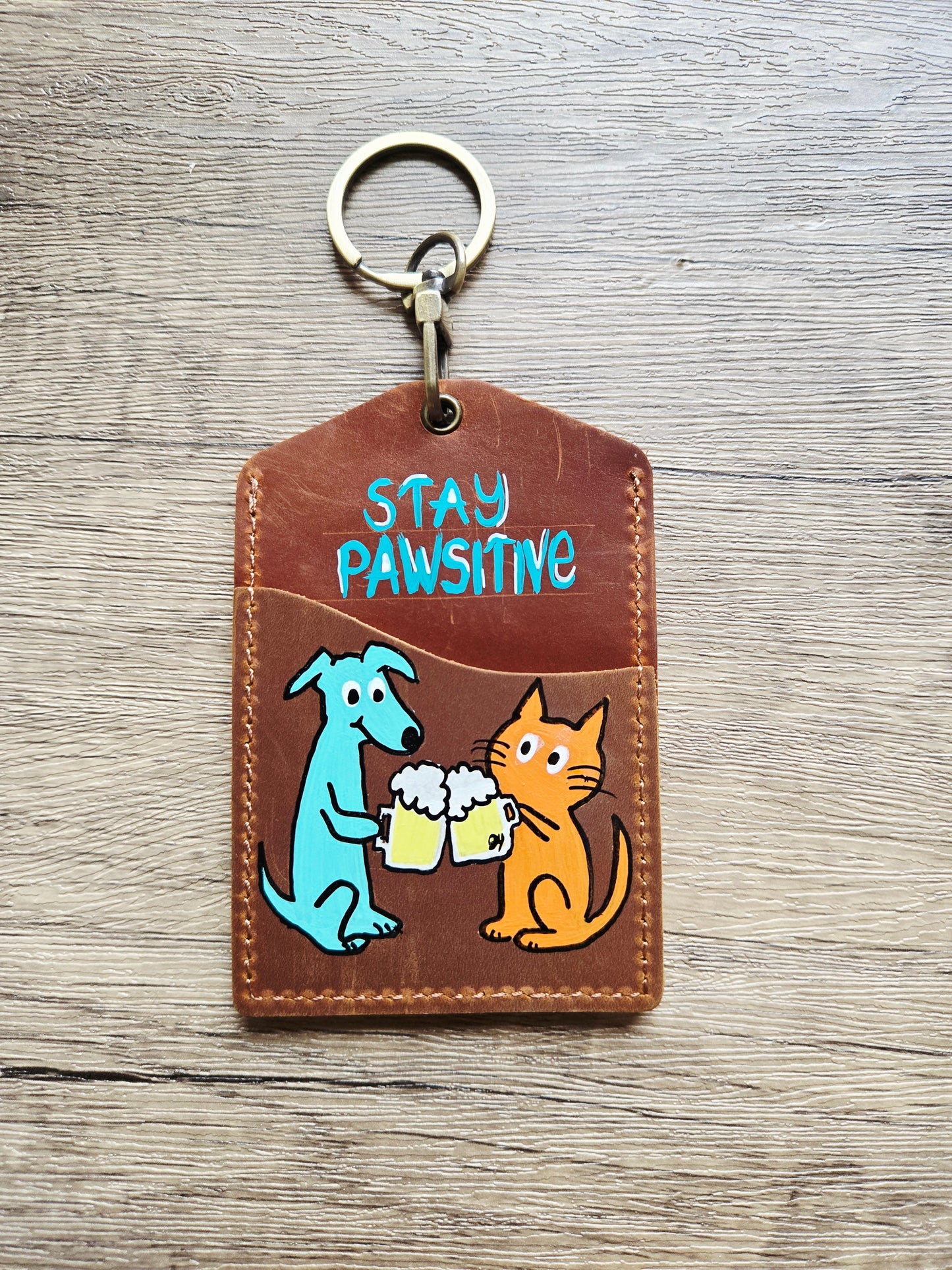 Tipsy Tails - Stay Pawsitive Lanyard Card Holder