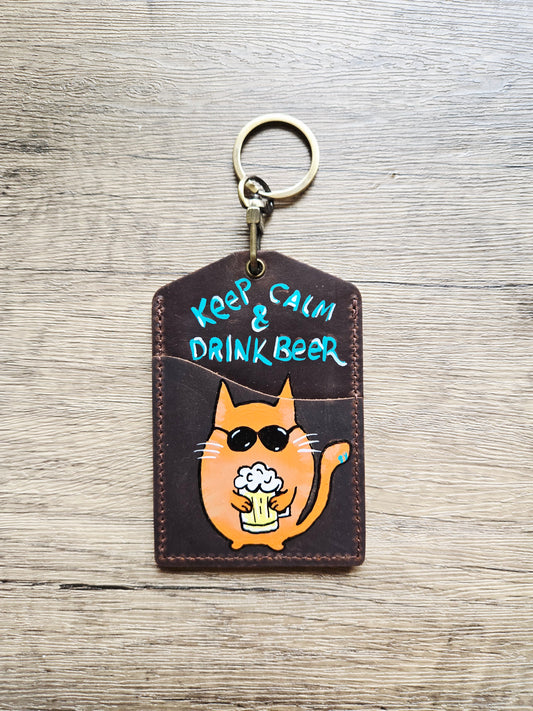 Tipsy Tails - Keep Calm and Drink Beer Lanyard Card Holder