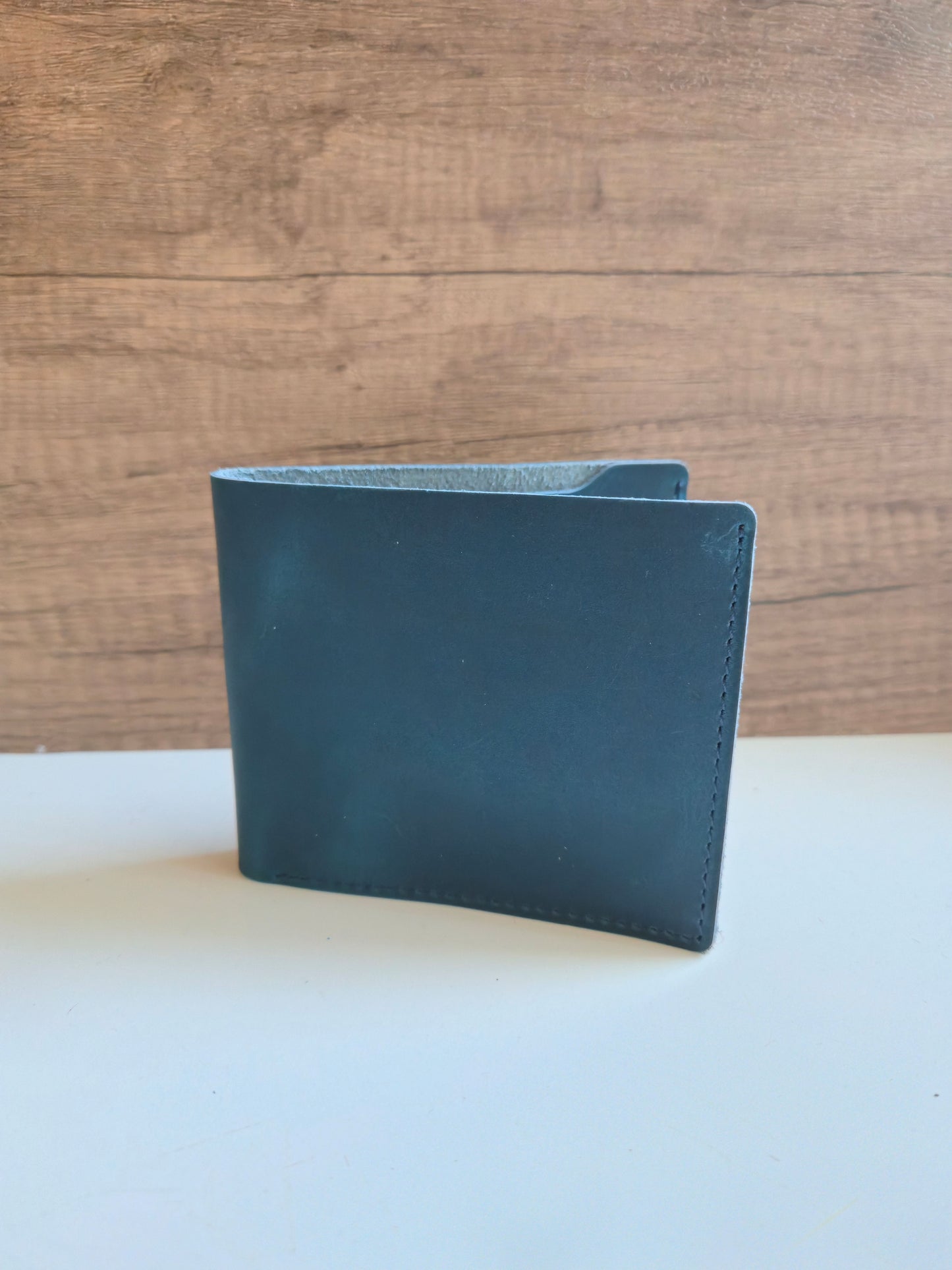 Handmade Blue Crazy Horse Leather Wallet