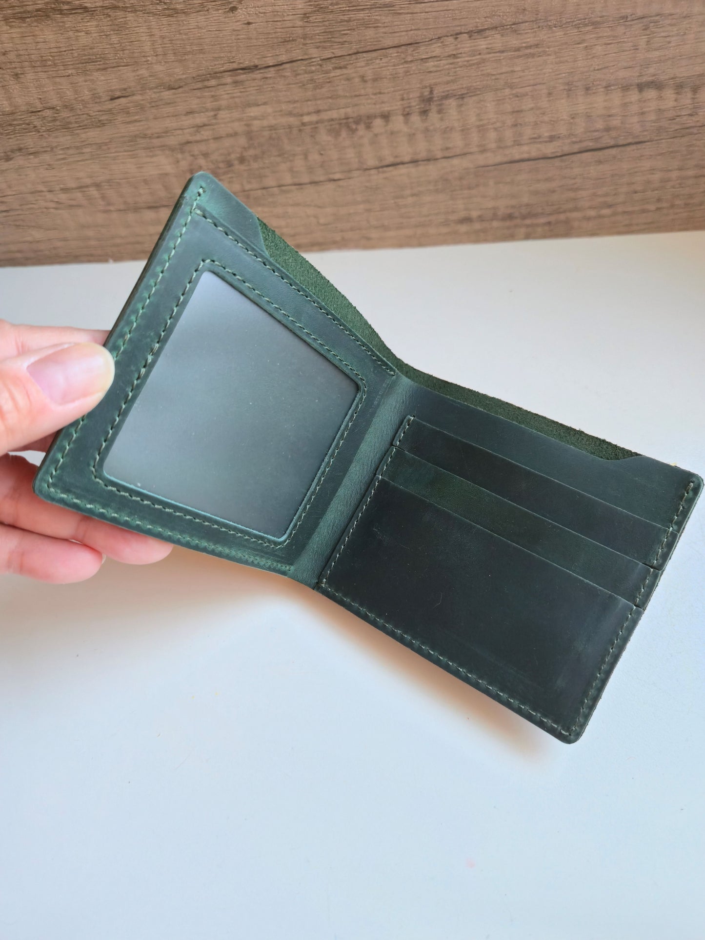 Green Crazy Horse Leather Wallet