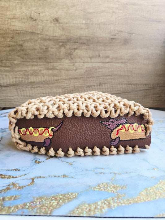 The Knotty Secret Society - Light Brown Macramé Dog Chase tail