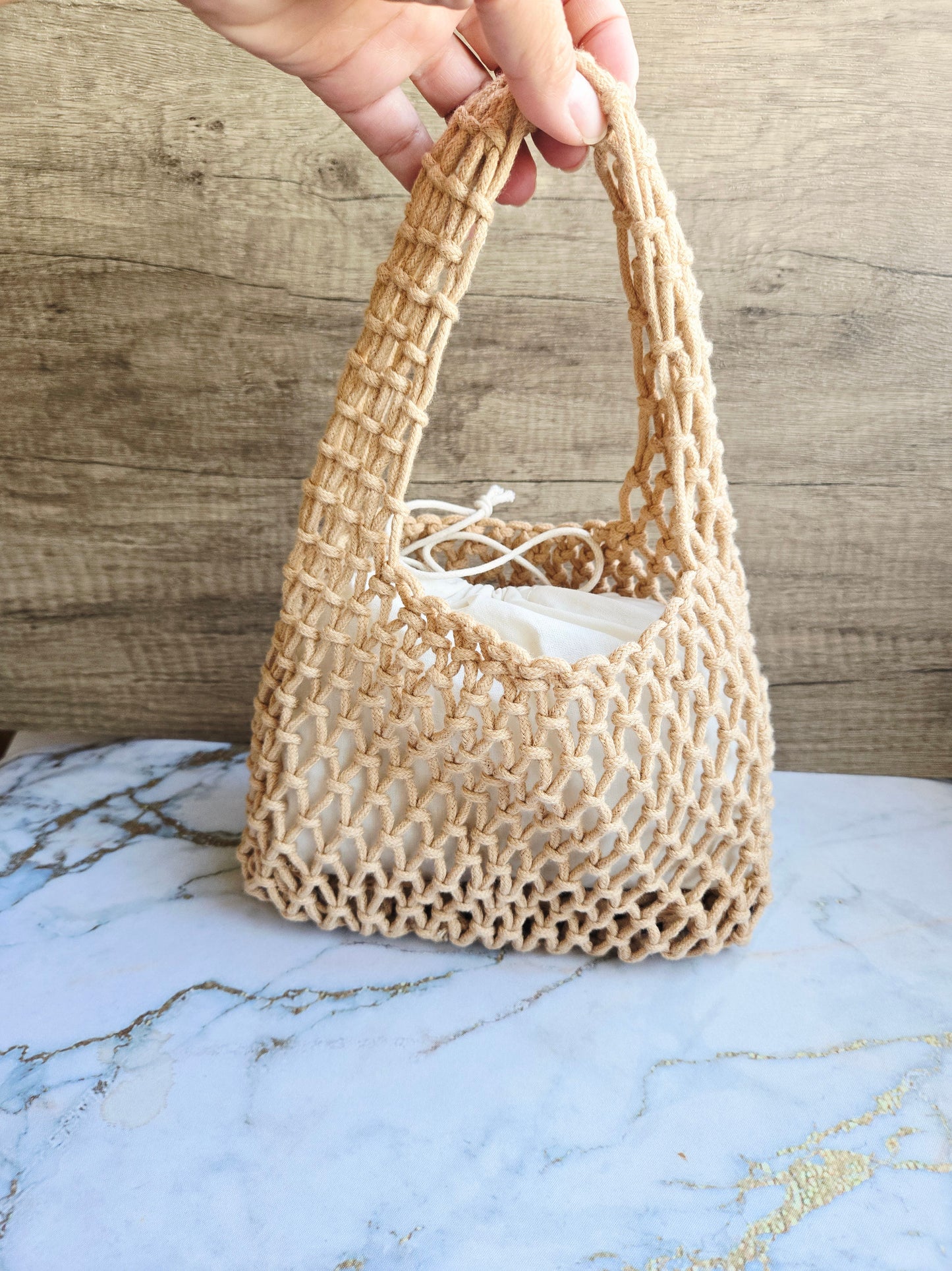 The Knotty Secret Society - Light Brown Macramé Dog Chase tail