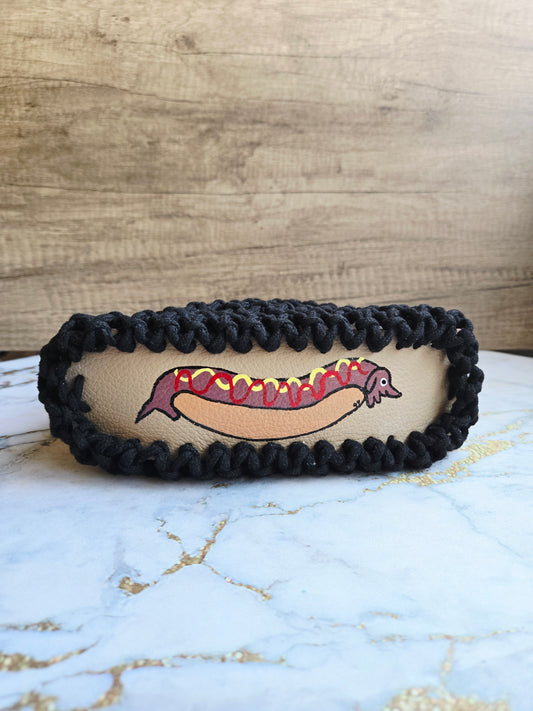The Knotty Secret Society - Black Macramé Melted Dog on Bun