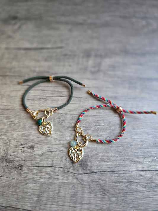 Mummy and Me Gemstone Heart Bracelets