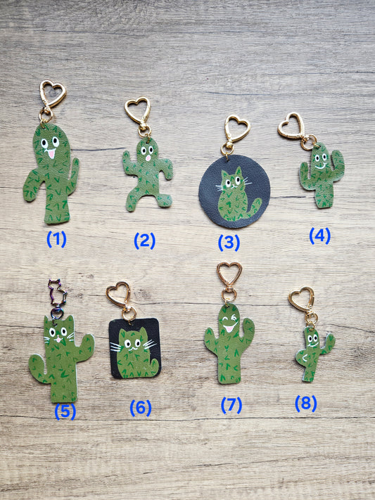 Cactus Leather Bag Charm/Keychain