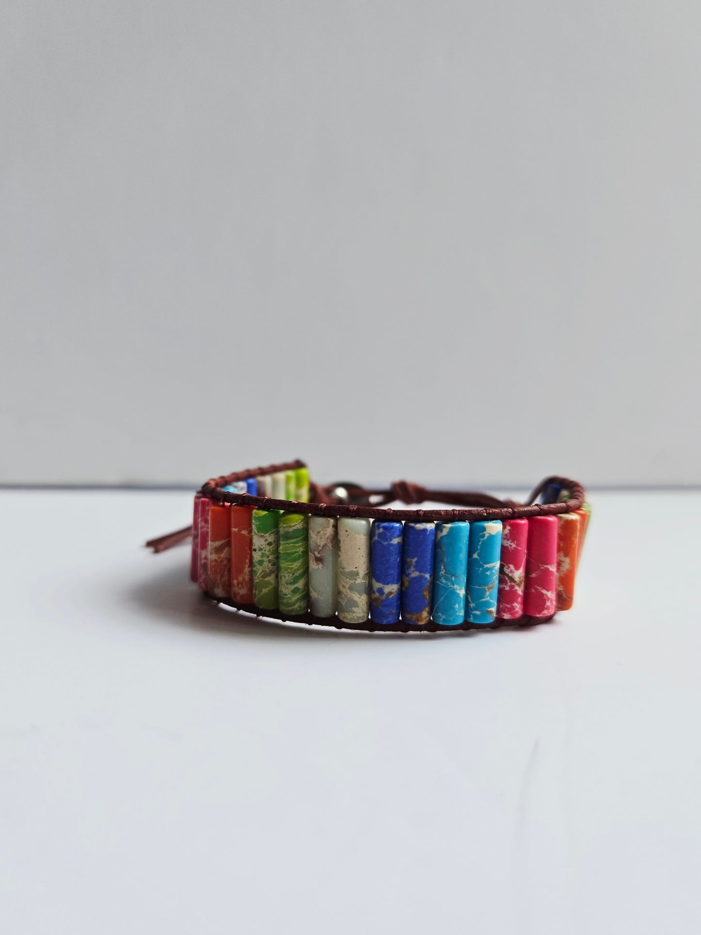 Rainbow Chakra Leather Bracelet