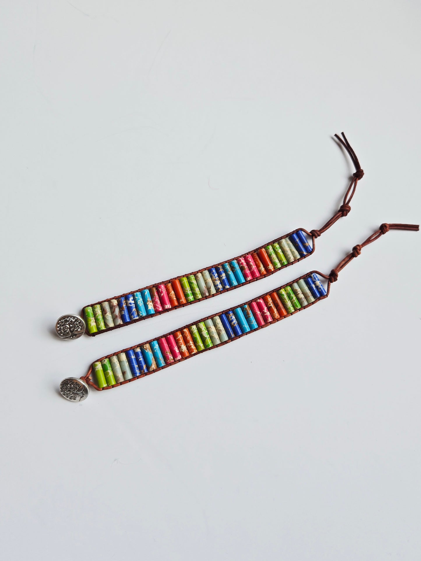 Rainbow Chakra Leather Bracelet