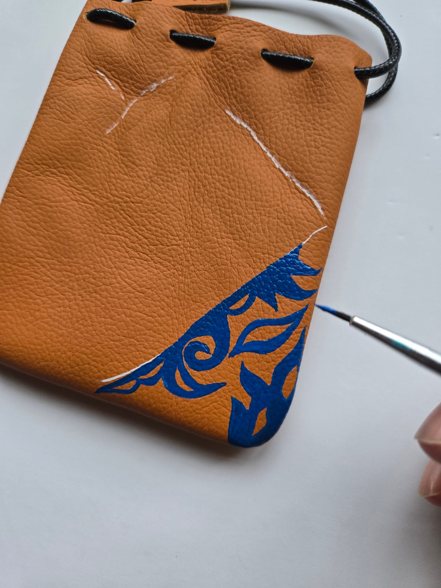 Anak Peranakan Batik Leather drawstring pouch