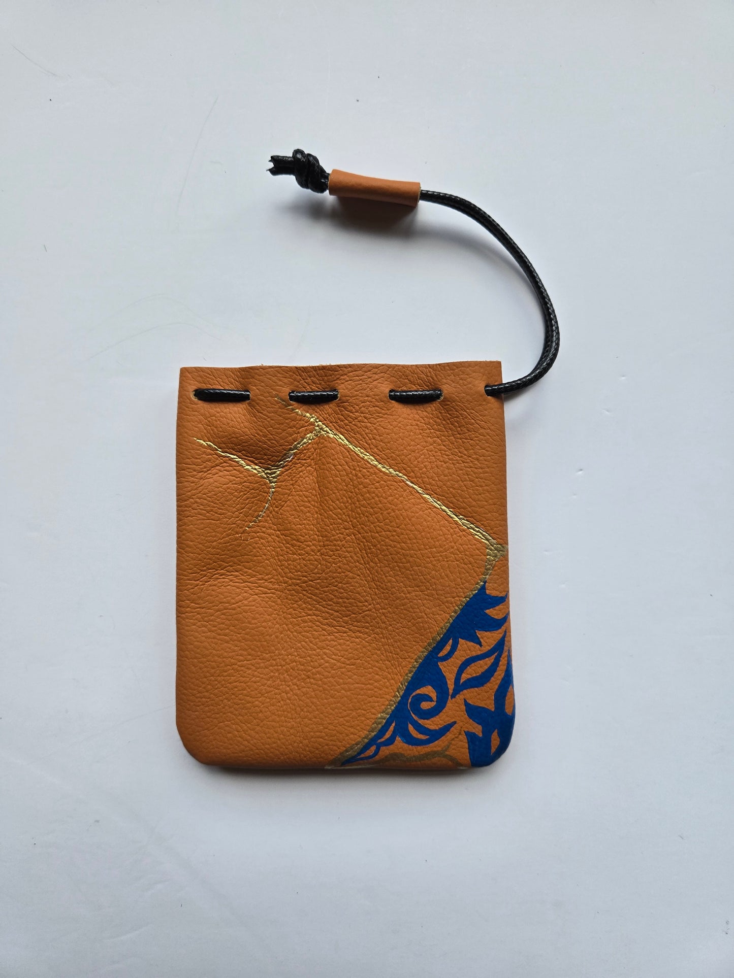 Anak Peranakan Batik Leather drawstring pouch
