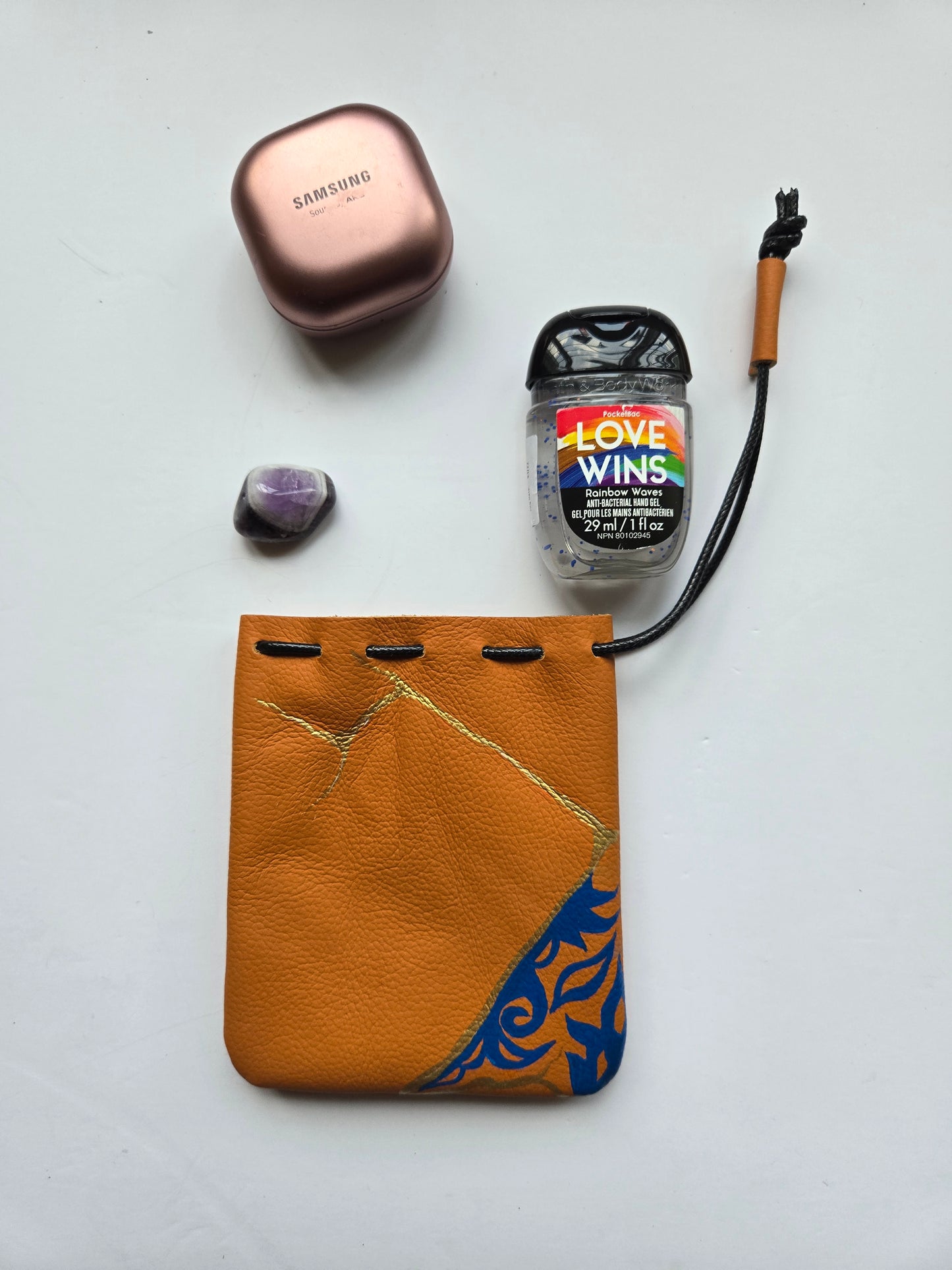 Anak Peranakan Batik Leather drawstring pouch