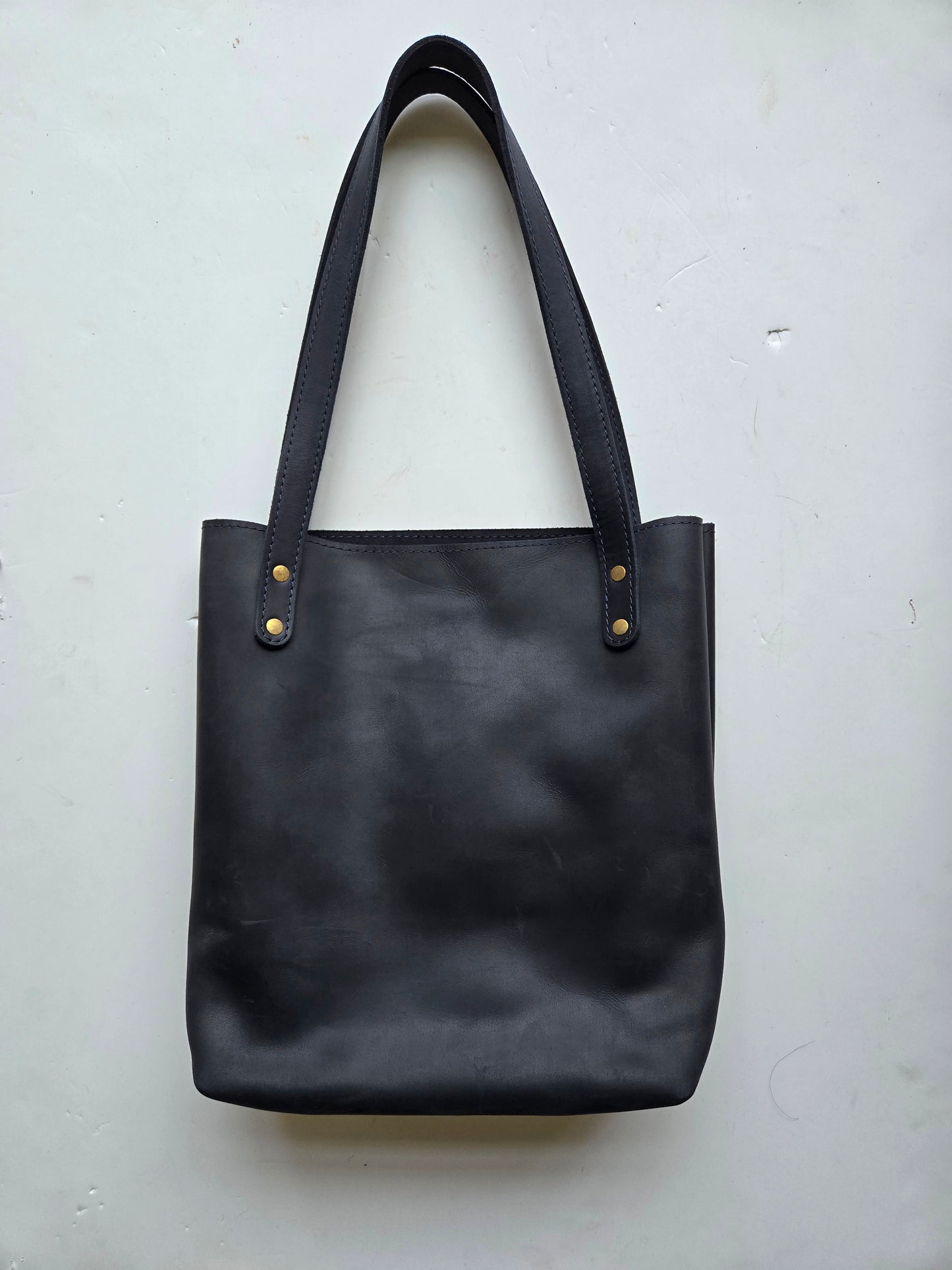 Leather Tote Bag- Midnight Blue