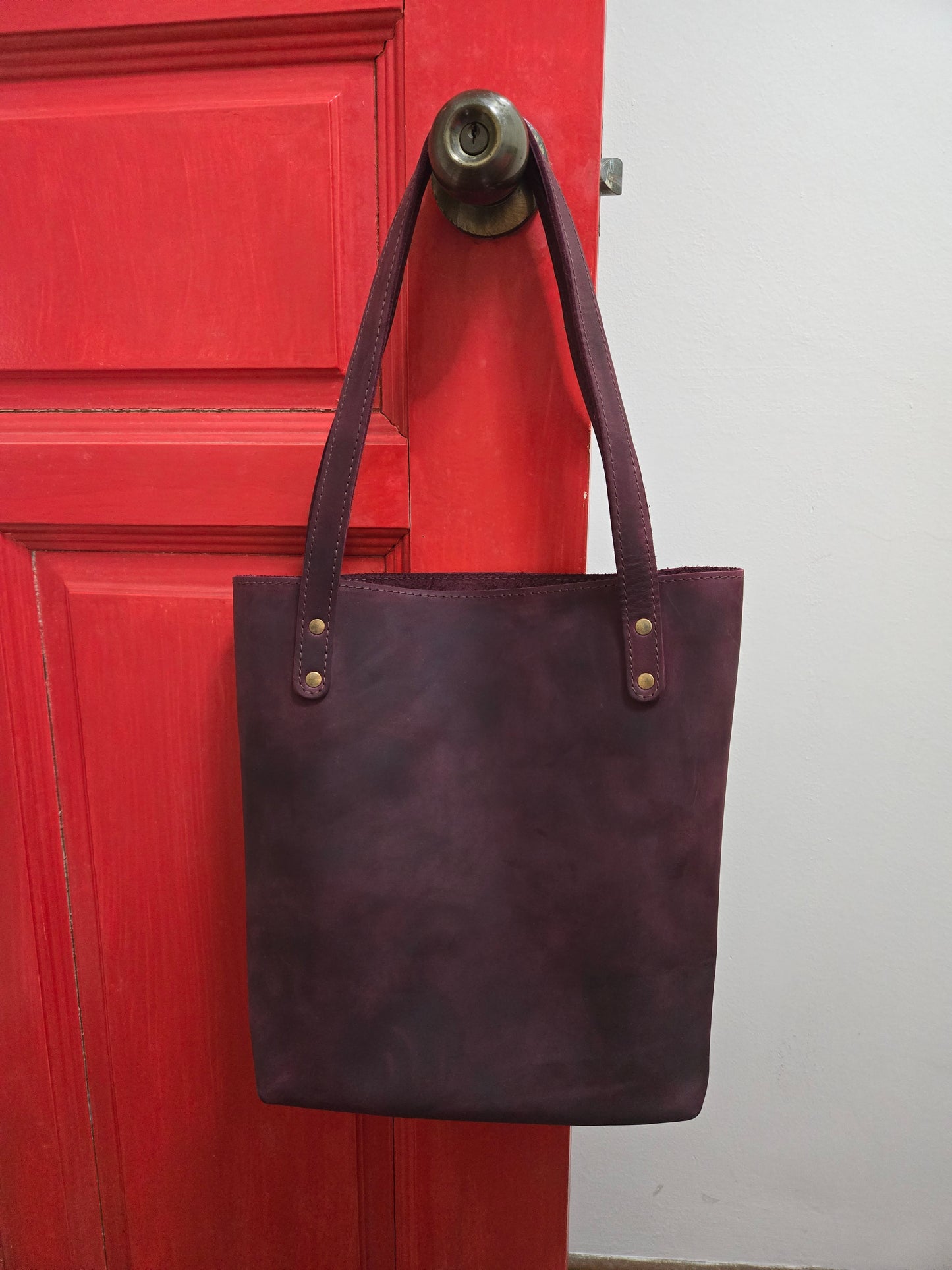 Leather Tote Bag- Burgundy