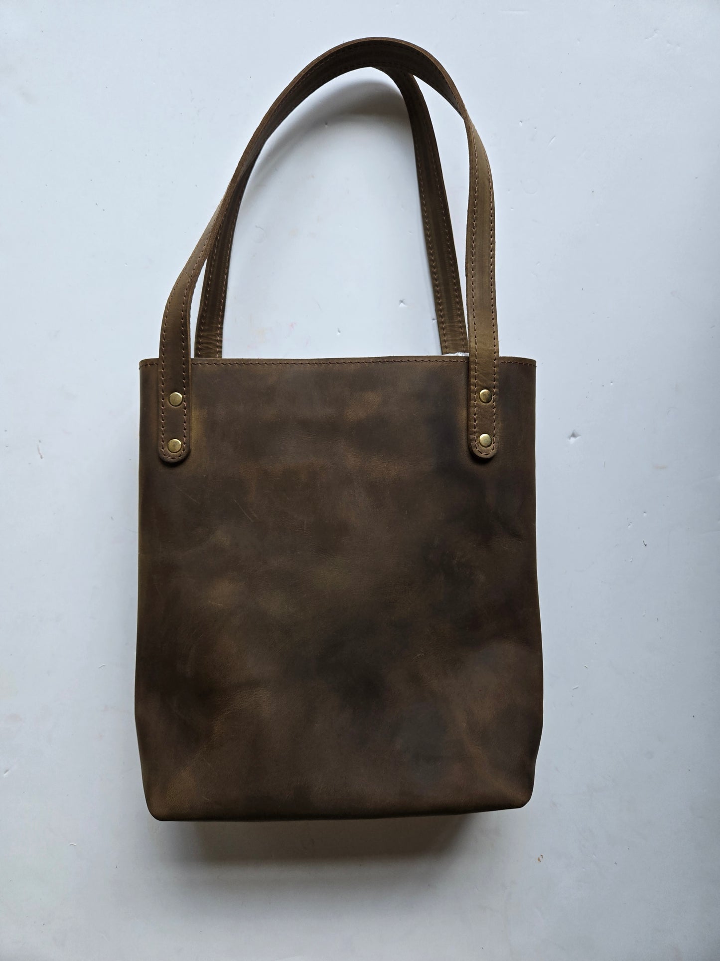 Leather Tote Bag- Olive Green