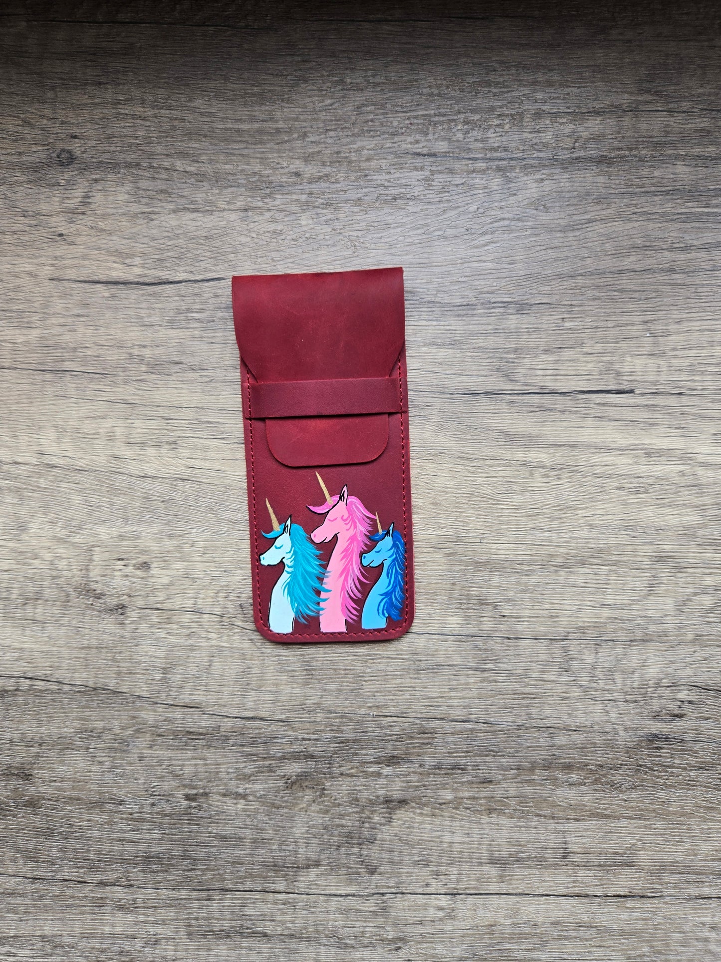 Leather Pen Case - Unicorn