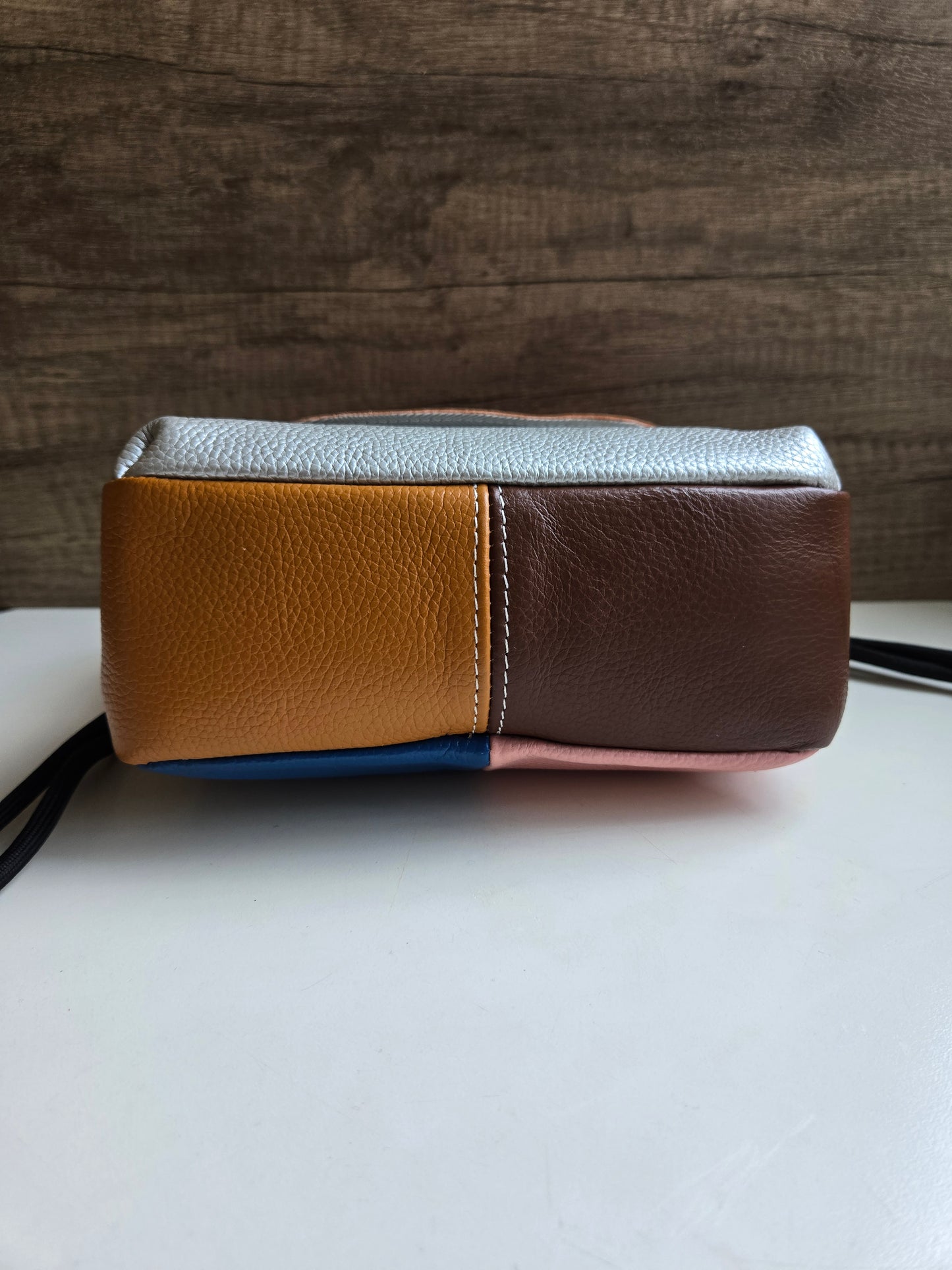 Patch Happy Leather Bag - Orange & Silver