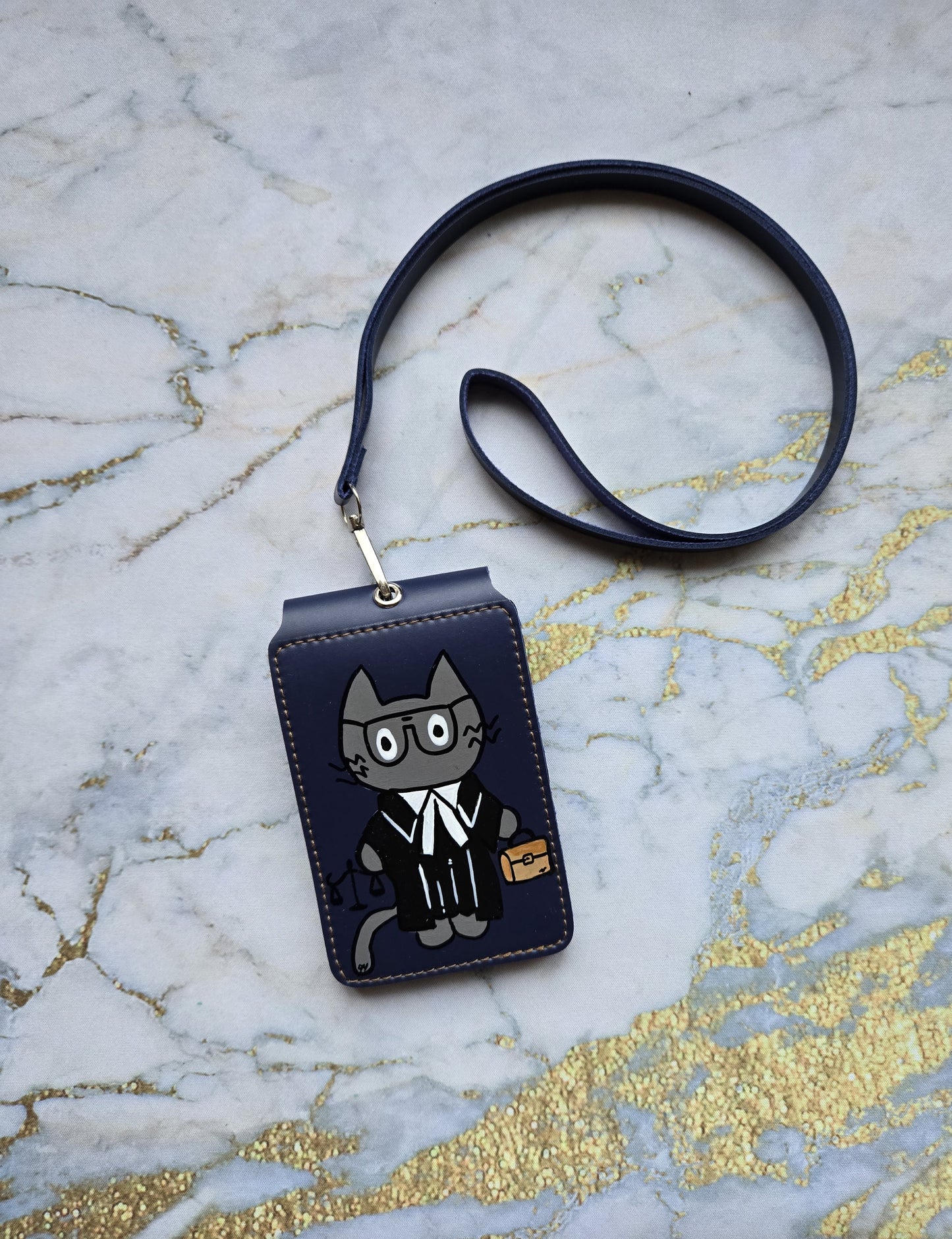 Lawyer Cat Lanyard Card Holder