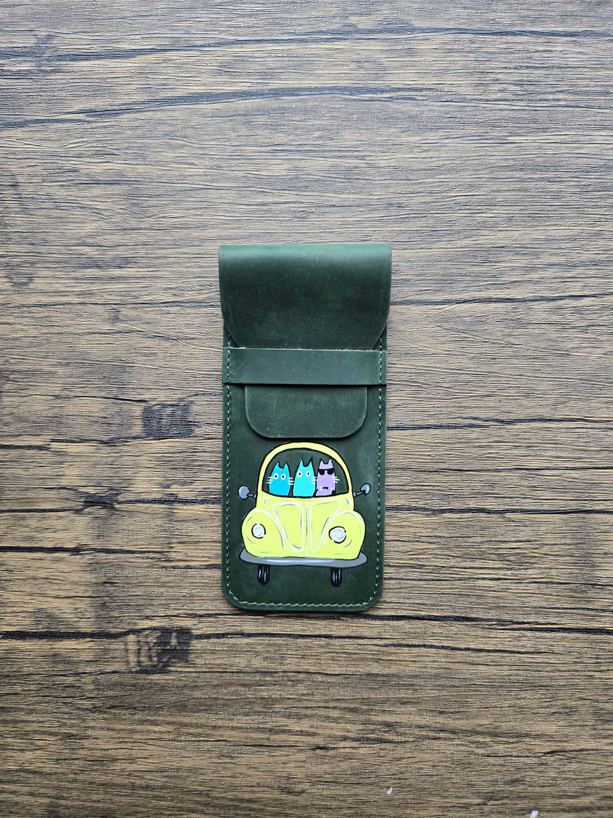 Leather Pen Case - A VW Beetle