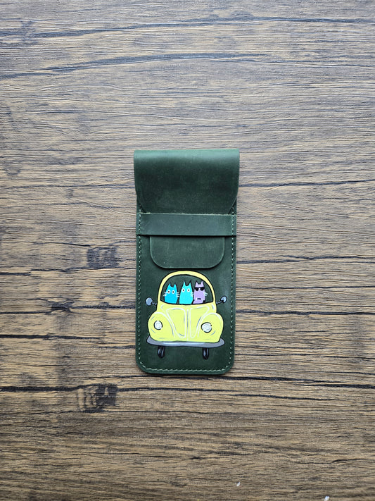Leather Pen Case - A VW Beetle