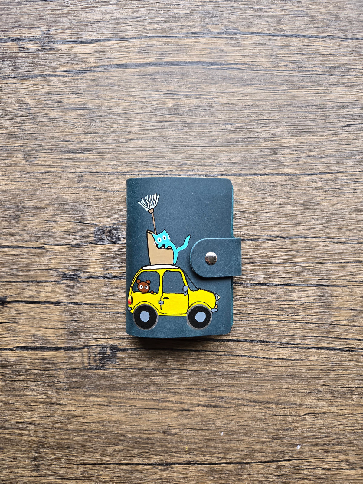 Leather A7 Journal- A Mr Bean-Cat Mini Cooper