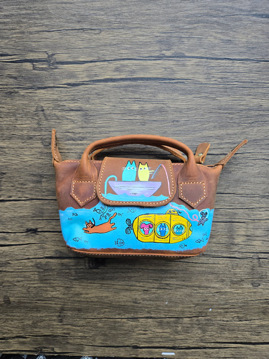 Leather Mini Cross Body Bag- The yellow submarine