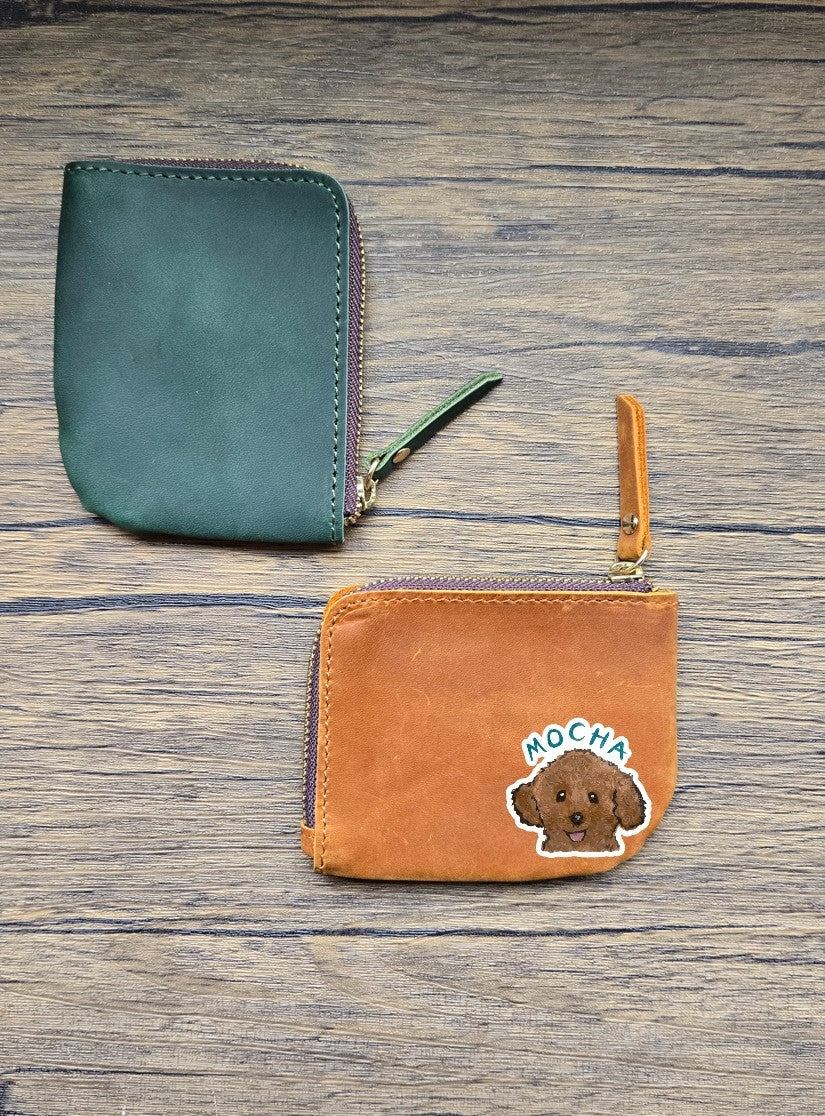 Pet Pawtraits On Leather Coin pouch