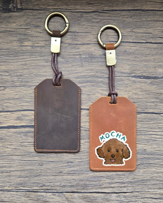 Pet Pawtraits On Leather Luggage/ Bag Tag Card Holder