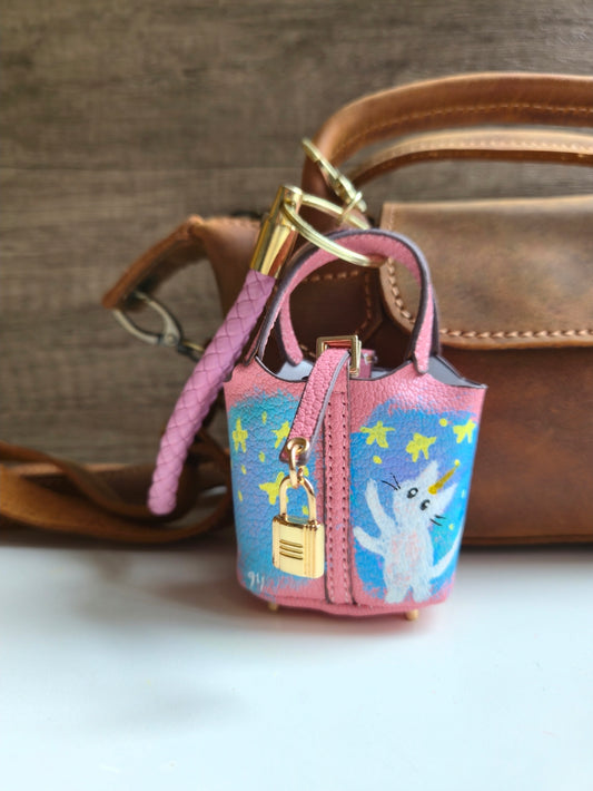 Dreamy starry Cat bag charm in Pink Sakura