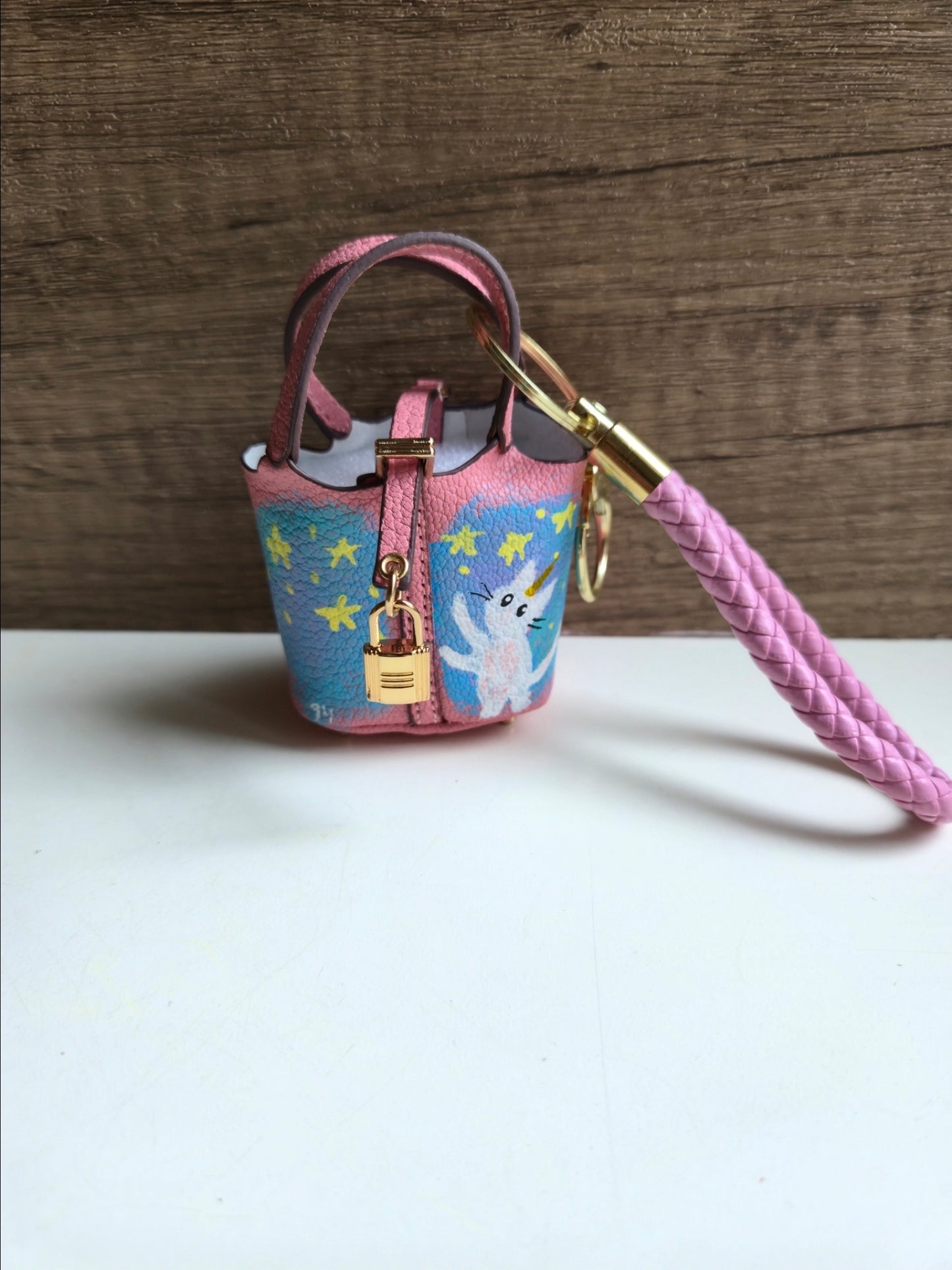 Dreamy starry Cat bag charm in Pink Sakura